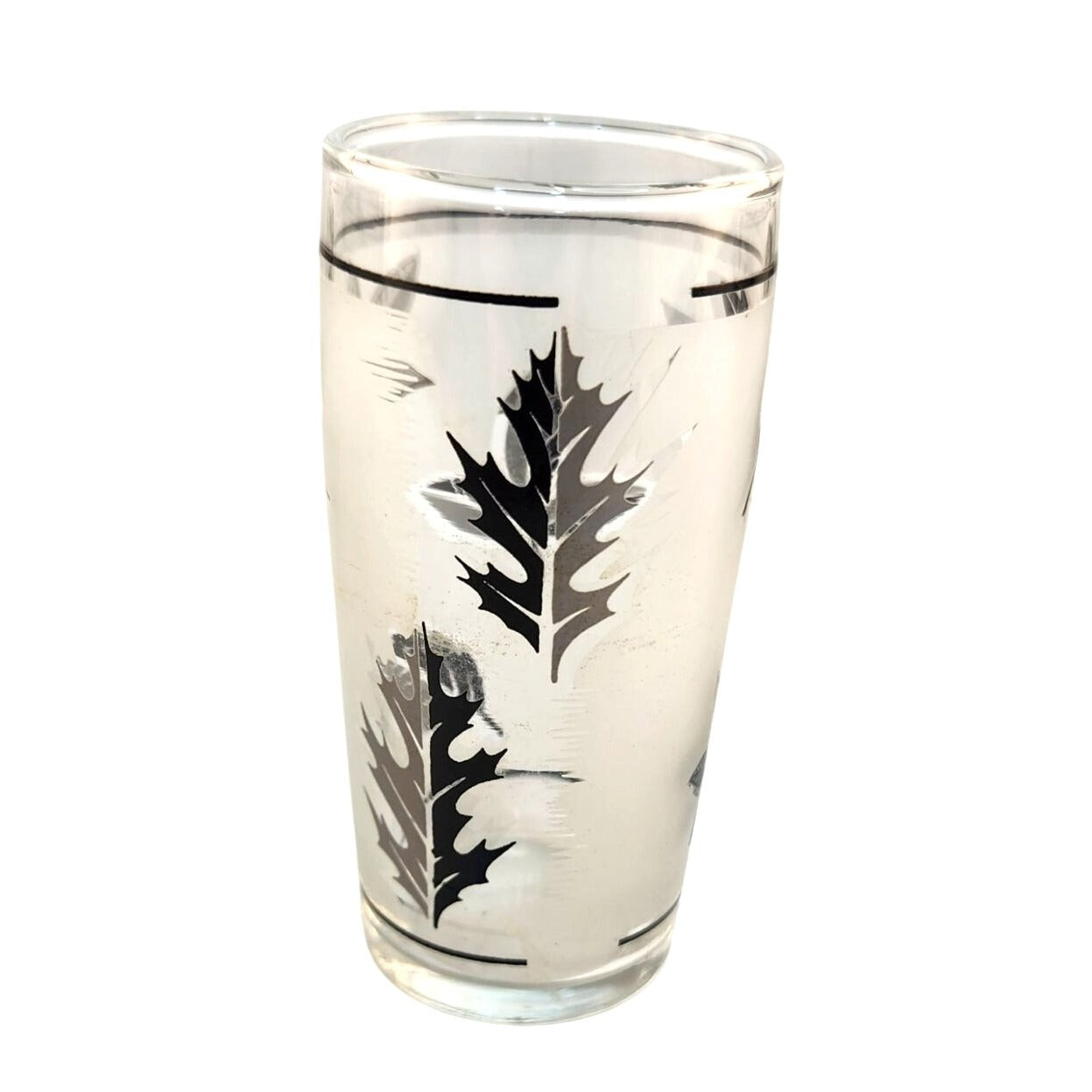 Set Of 4 Vintage Libbey Silver Foliage Juice Glasses 6 Oz Mid-Century Modern Design