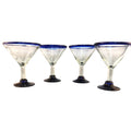 Dos Sueños Mexican Hand Blown Cobalt Blue Margarita Glasses Set of 4
