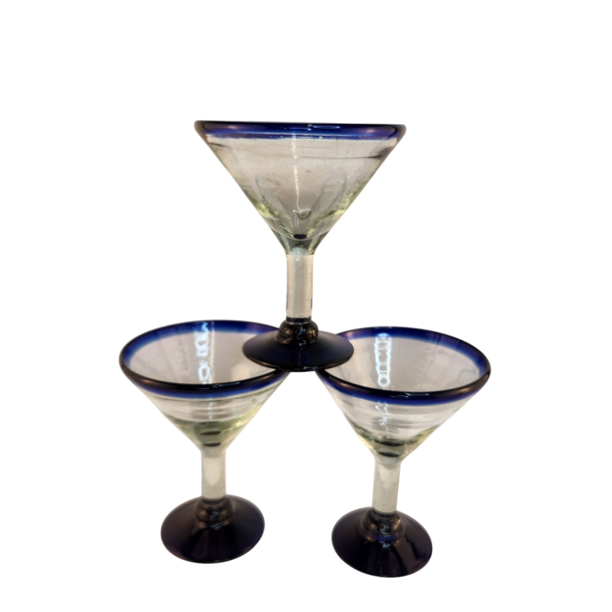 Dos Sueños Mexican Cobalt Rim Margarita Martini Glasses Set of 4
