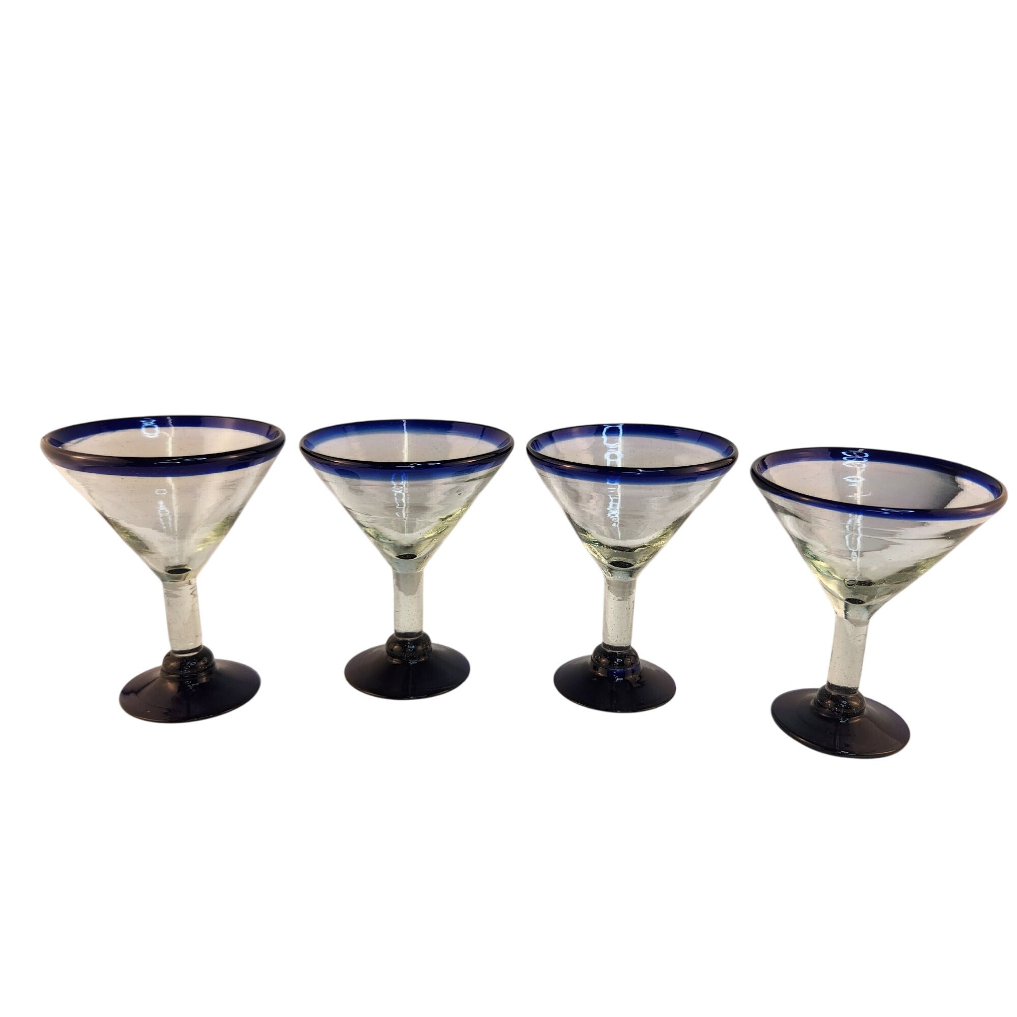 Dos Sueños Mexican Cobalt Rim Margarita Martini Glasses Set of 4