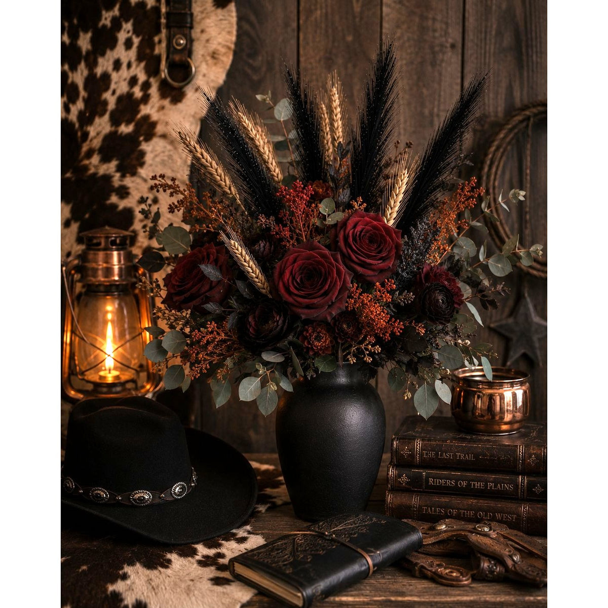 Black Pampas Grass Decor Set of 3 Faux Pampas Stems Gothic Decor Dark Academia Halloween Decor Wedding Centerpiece Boho Decor