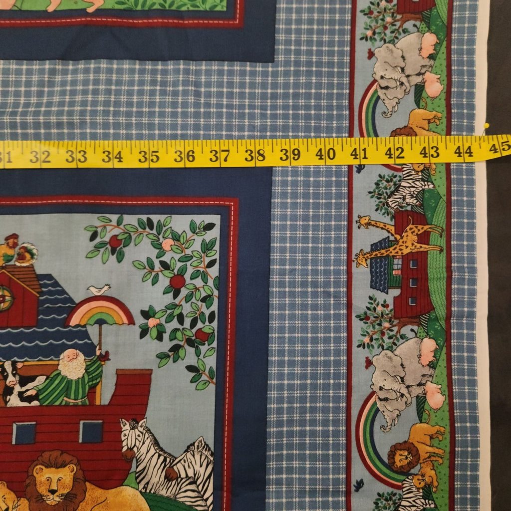 Vintage 1995 Cranston Noah's Ark Fabric Panel, 44x18 Cotton Nursery Quilt