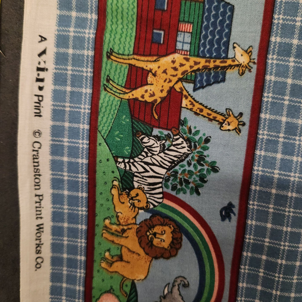 Vintage 1995 Cranston Noah's Ark Fabric Panel, 44x18 Cotton Nursery Quilt