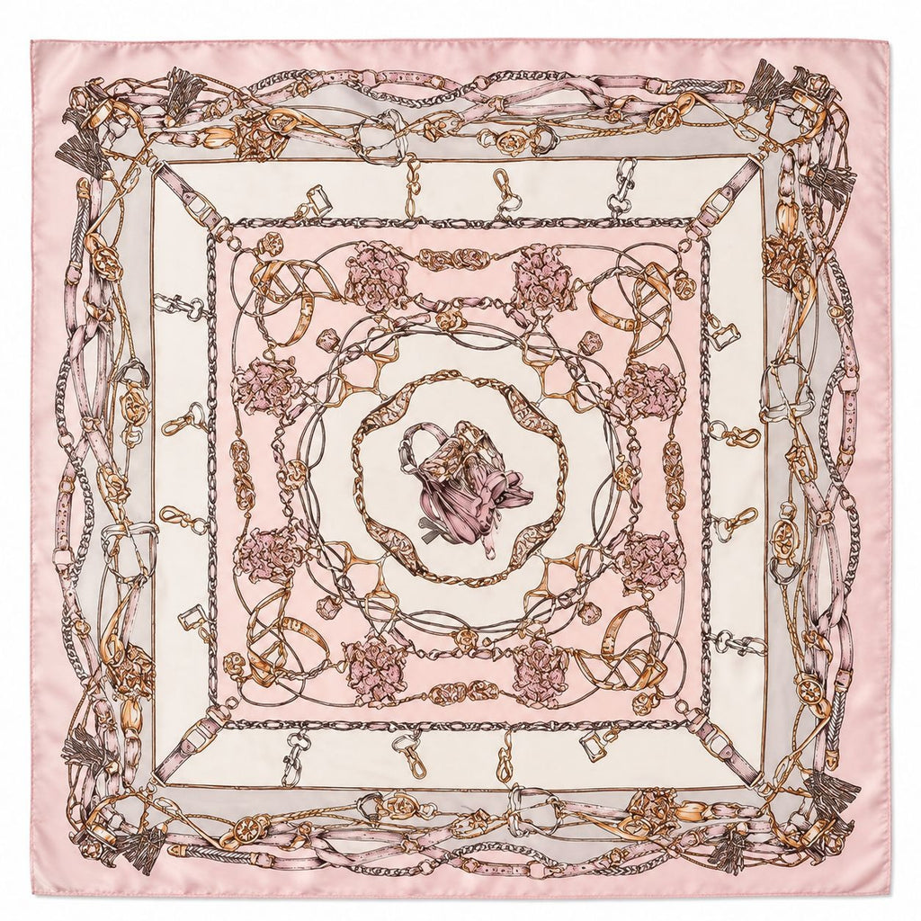 Pink Equestrian Satin Wild Rag Scarf, 27 x 27 Inch