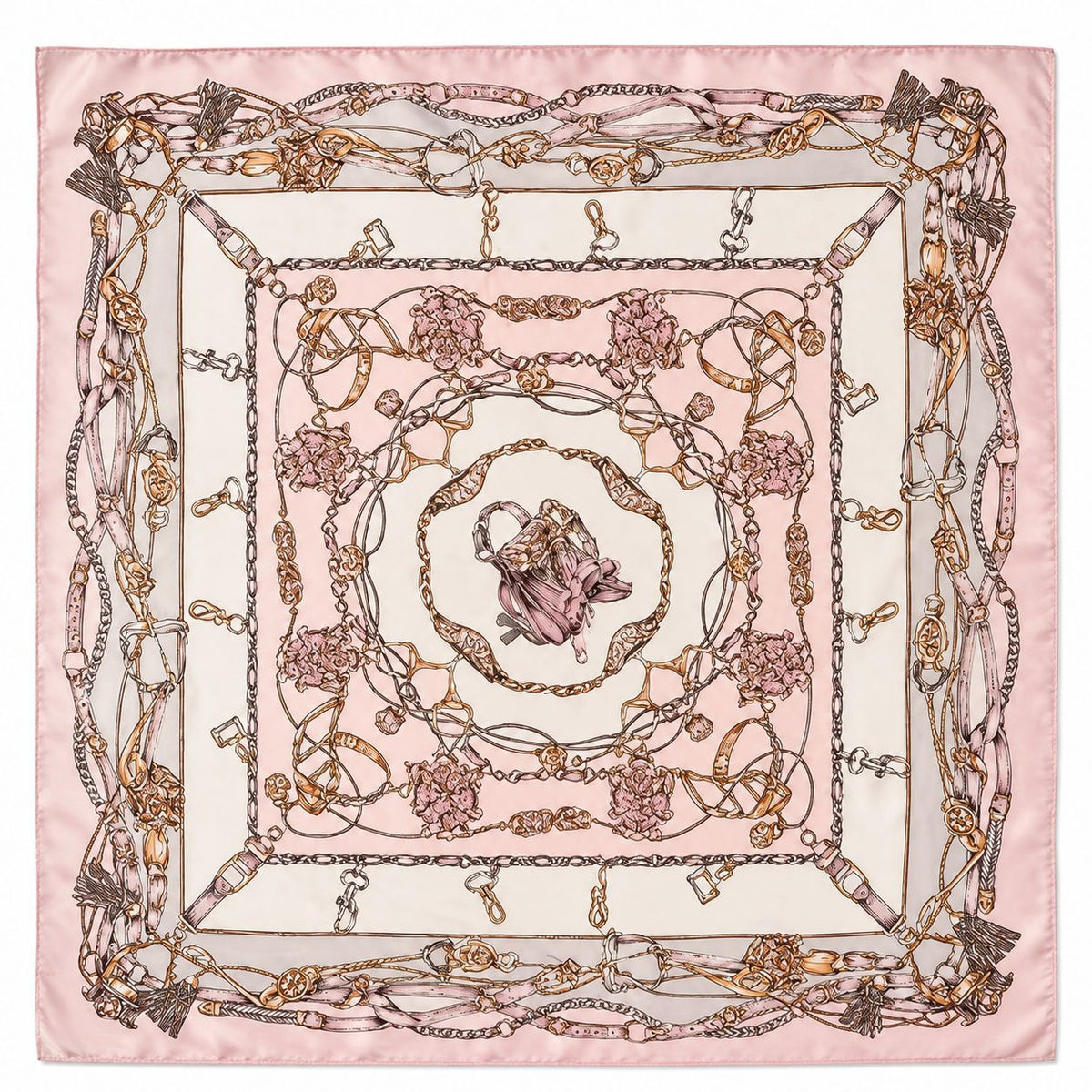 Pink Equestrian Satin Wild Rag Scarf, 27 x 27 Inch
