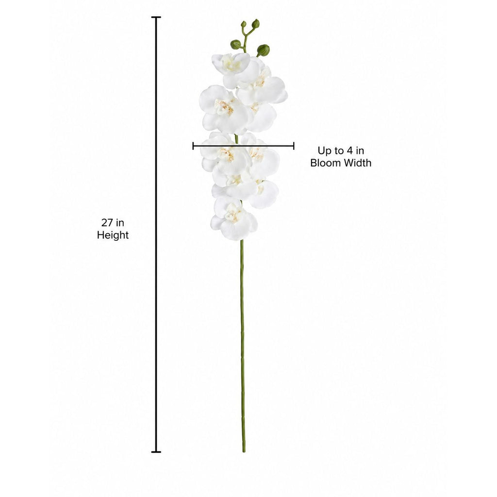 Real Touch White Phalaenopsis Orchid Stem 27 Inch Artificial Orchid Faux Flower Luxury Wedding Centerpiece Designer Floral Decor