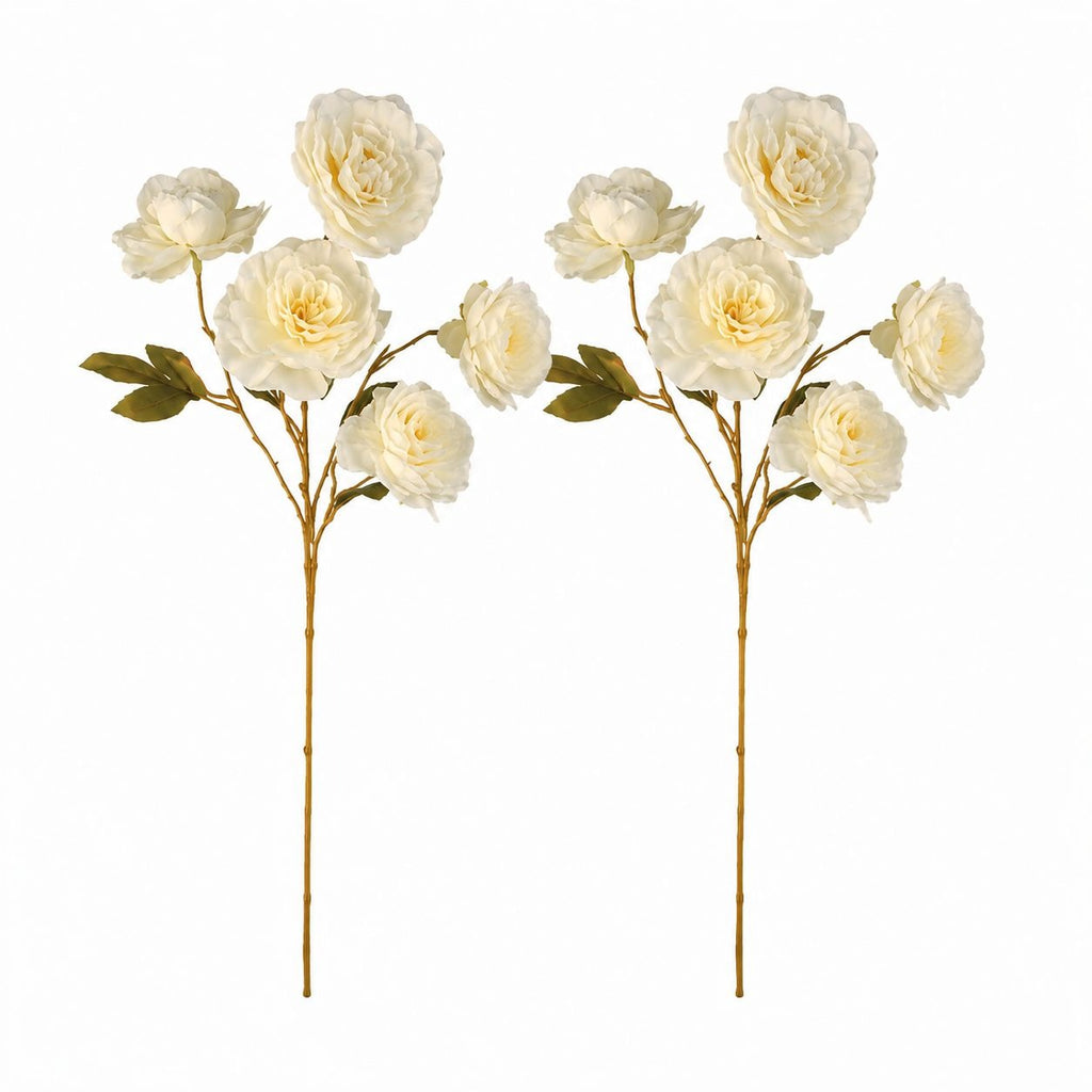 Cream Ranunculus Stems Set of 2 | Faux Ranunculus Flowers | Artificial Ivory Floral Stems | Farmhouse French Country Decor