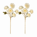 Cream Ranunculus Stems Set of 2 | Faux Ranunculus Flowers | Artificial Ivory Floral Stems | Farmhouse French Country Decor