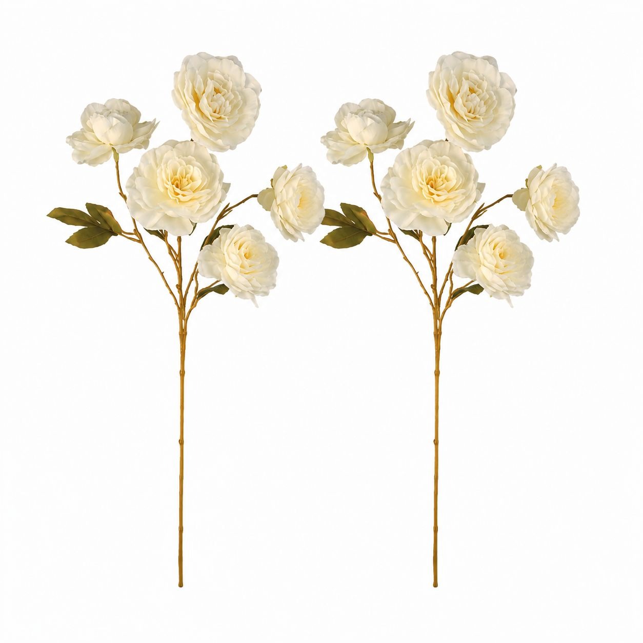 Cream Ranunculus Stems Set of 2 | Faux Ranunculus Flowers | Artificial Ivory Floral Stems | Farmhouse French Country Decor