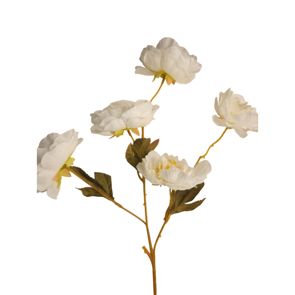 Cream Ranunculus Stems Set of 2 | Faux Ranunculus Flowers | Artificial Ivory Floral Stems | Farmhouse French Country Decor