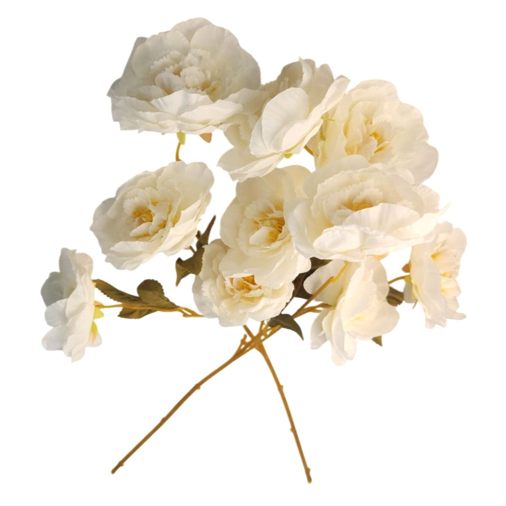 Cream Ranunculus Stems Set of 2 | Faux Ranunculus Flowers | Artificial Ivory Floral Stems | Farmhouse French Country Decor