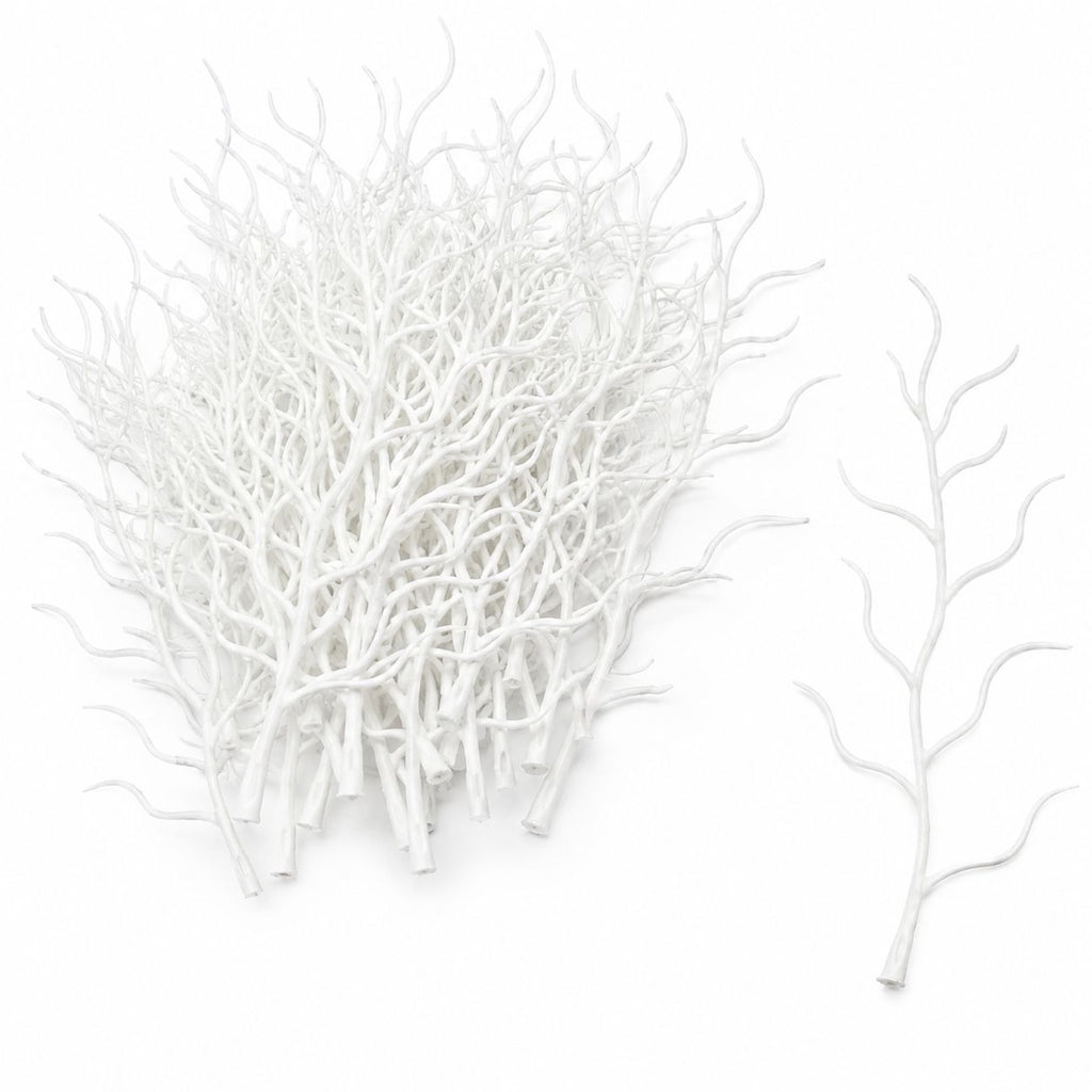 22 White Faux Twig Picks 6 Inch Miniature Trees Christmas Village Diorama Wreath Craft Branches
