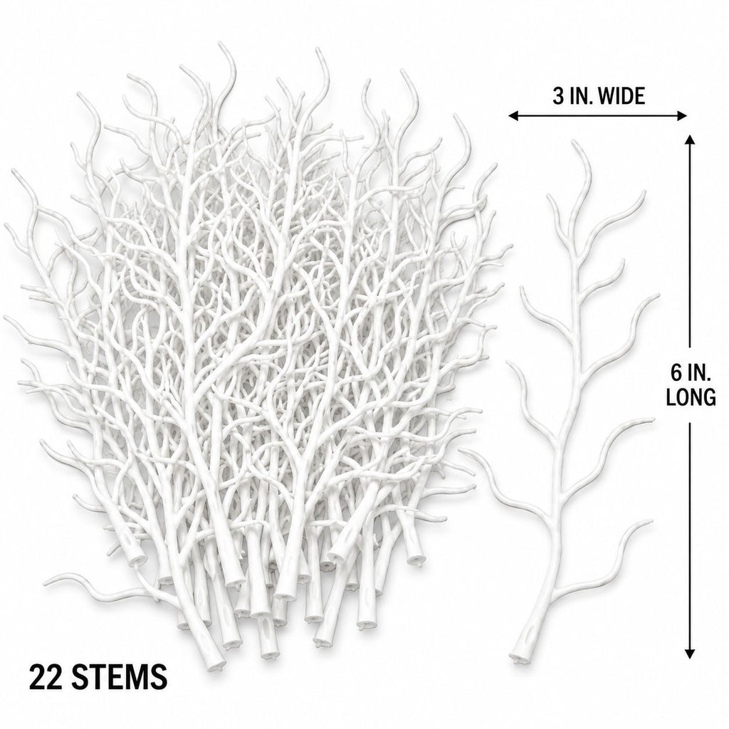22 White Faux Twig Picks 6 Inch Miniature Trees Christmas Village Diorama Wreath Craft Branches