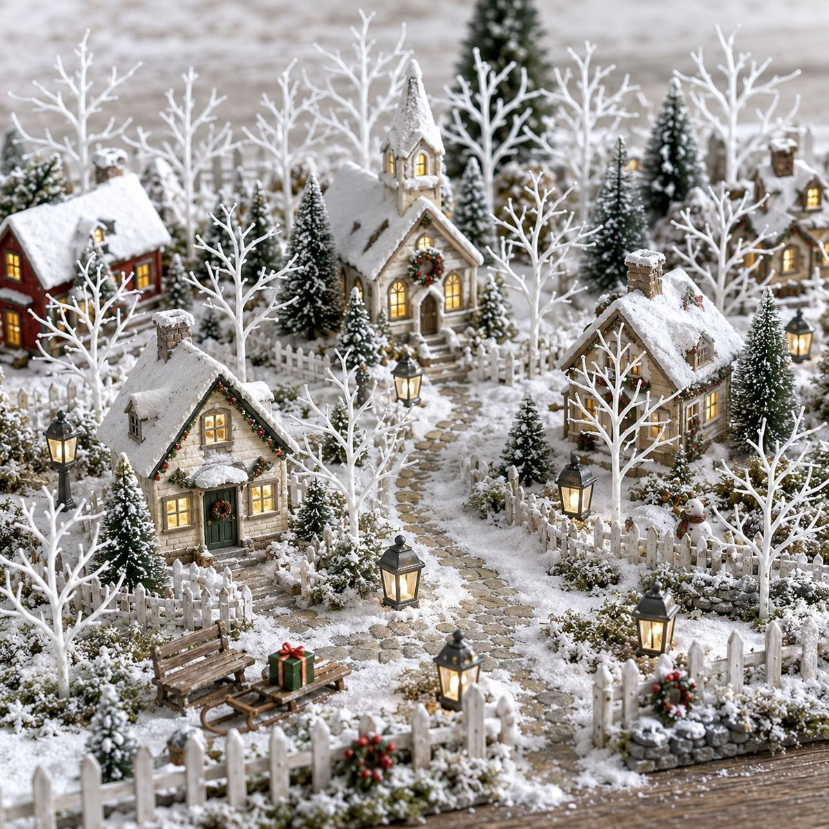 22 White Faux Twig Picks 6 Inch Miniature Trees Christmas Village Diorama Wreath Craft Branches