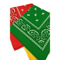 Bandanas 21x21" Western Cowboy Cowgirl - Green Yellow Orange Paisley Square Scarves 3 Pack