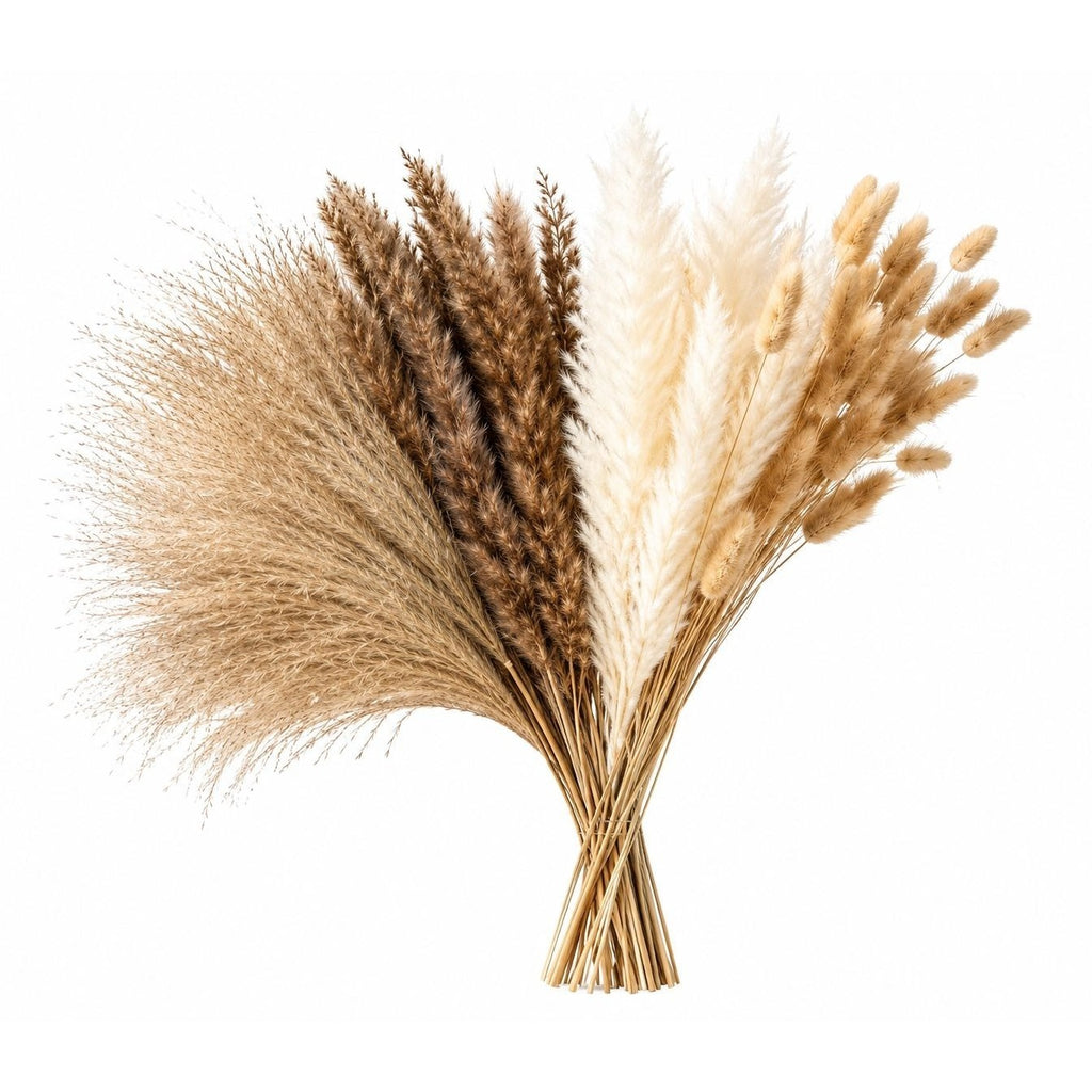 90 Stem Mixed Dried Grass Bundle, 16 Inch Neutral Vase Filler, Boho Wedding and Wreath Supply