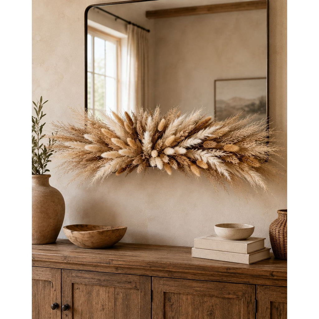 90 Stem Mixed Dried Grass Bundle, 16 Inch Neutral Vase Filler, Boho Wedding and Wreath Supply