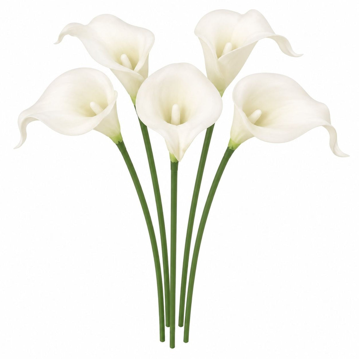 White Faux Calla Lilies 5 Wired Stems 14 Inch Flowers for Bridal Bouquets