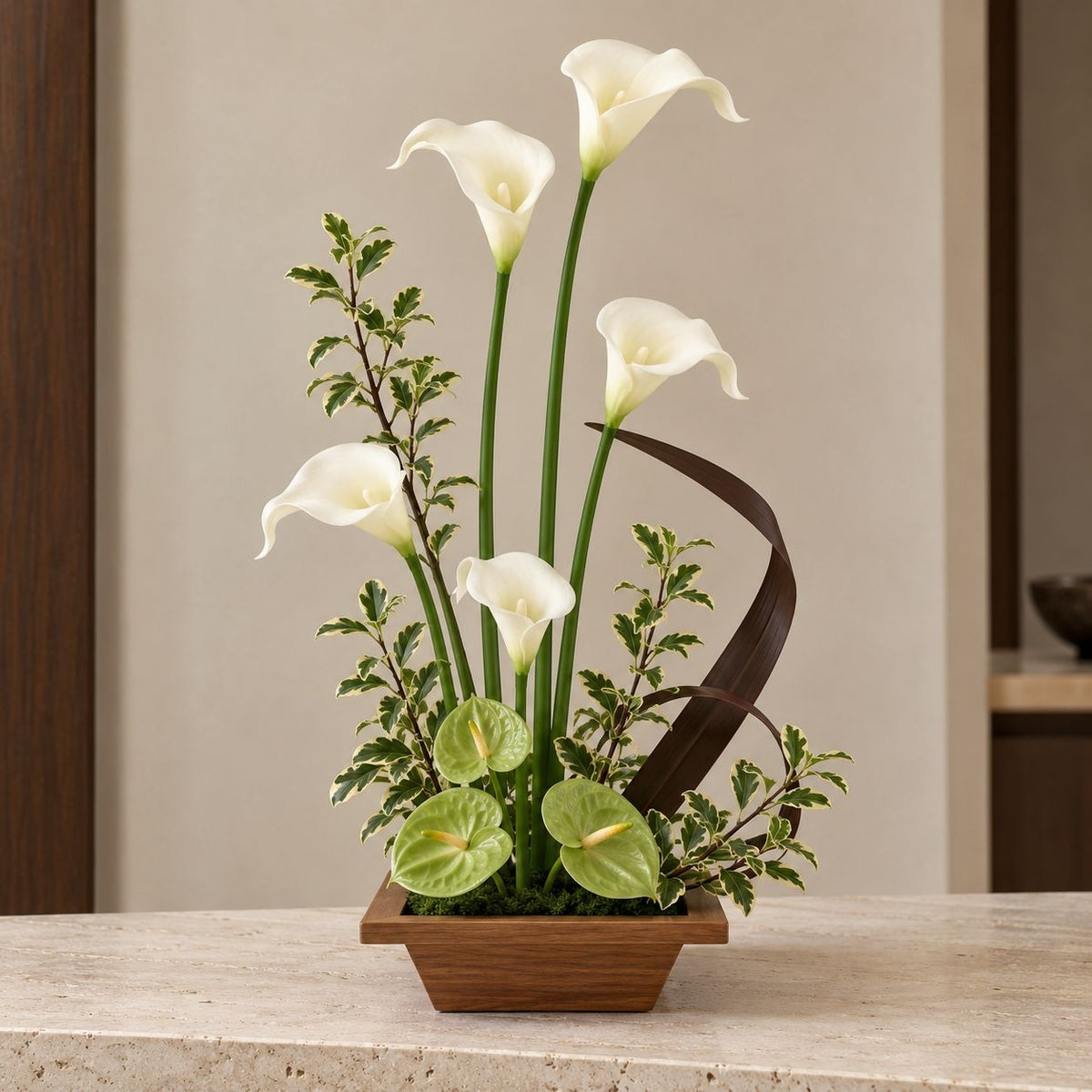 White Faux Calla Lilies 5 Wired Stems 14 Inch Flowers for Bridal Bouquets