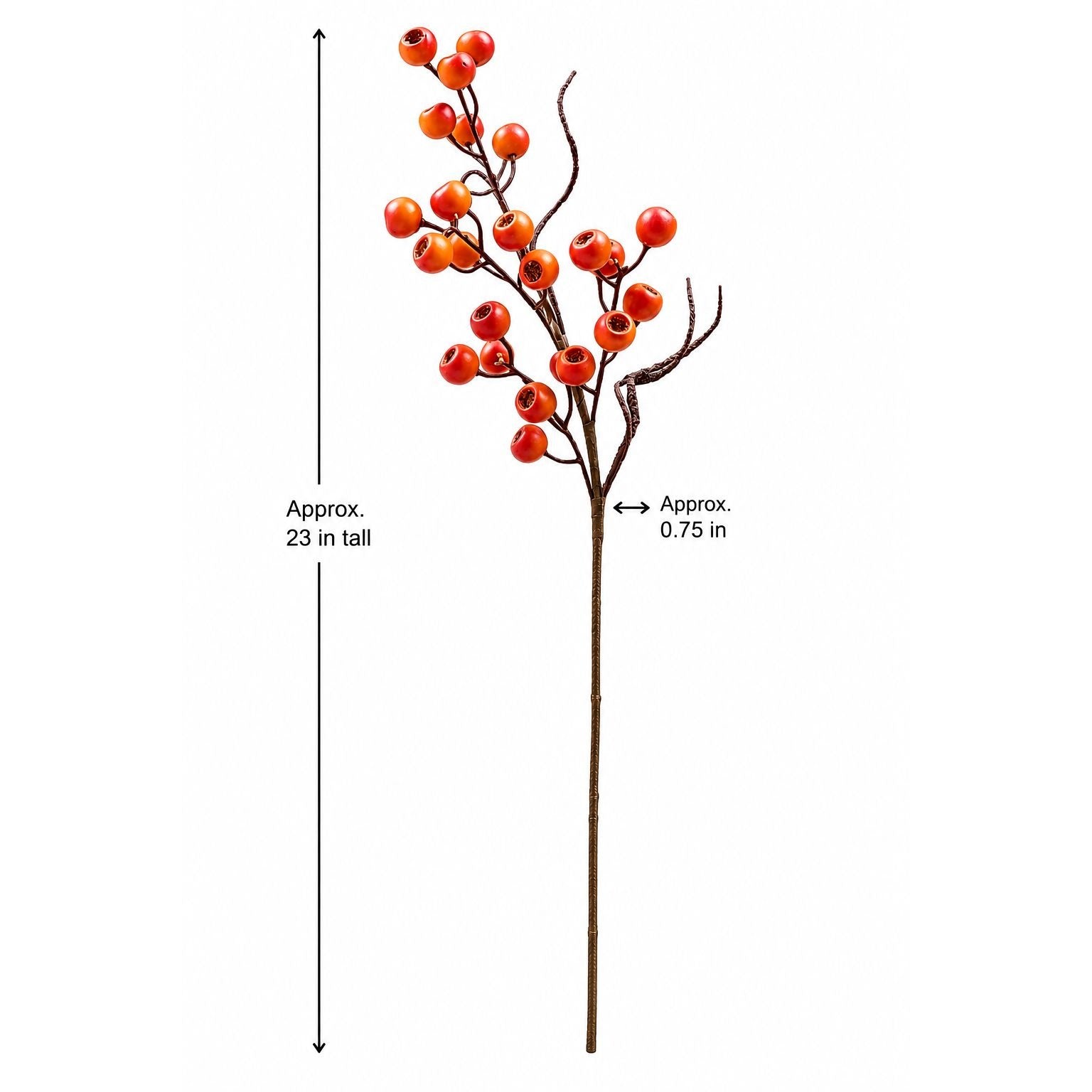 Artificial Orange Rose Hip Berry Stem, 1 Stem, 23 Inch Orange Wired Branch, Fall Wreath Floral Pick, Thanksgiving Farmhouse Decor