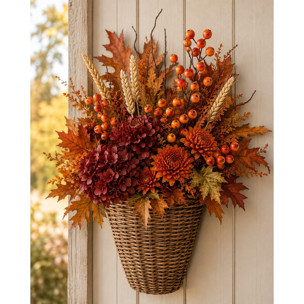 Artificial Orange Rose Hip Berry Stem, 1 Stem, 23 Inch Orange Wired Branch, Fall Wreath Floral Pick, Thanksgiving Farmhouse Decor
