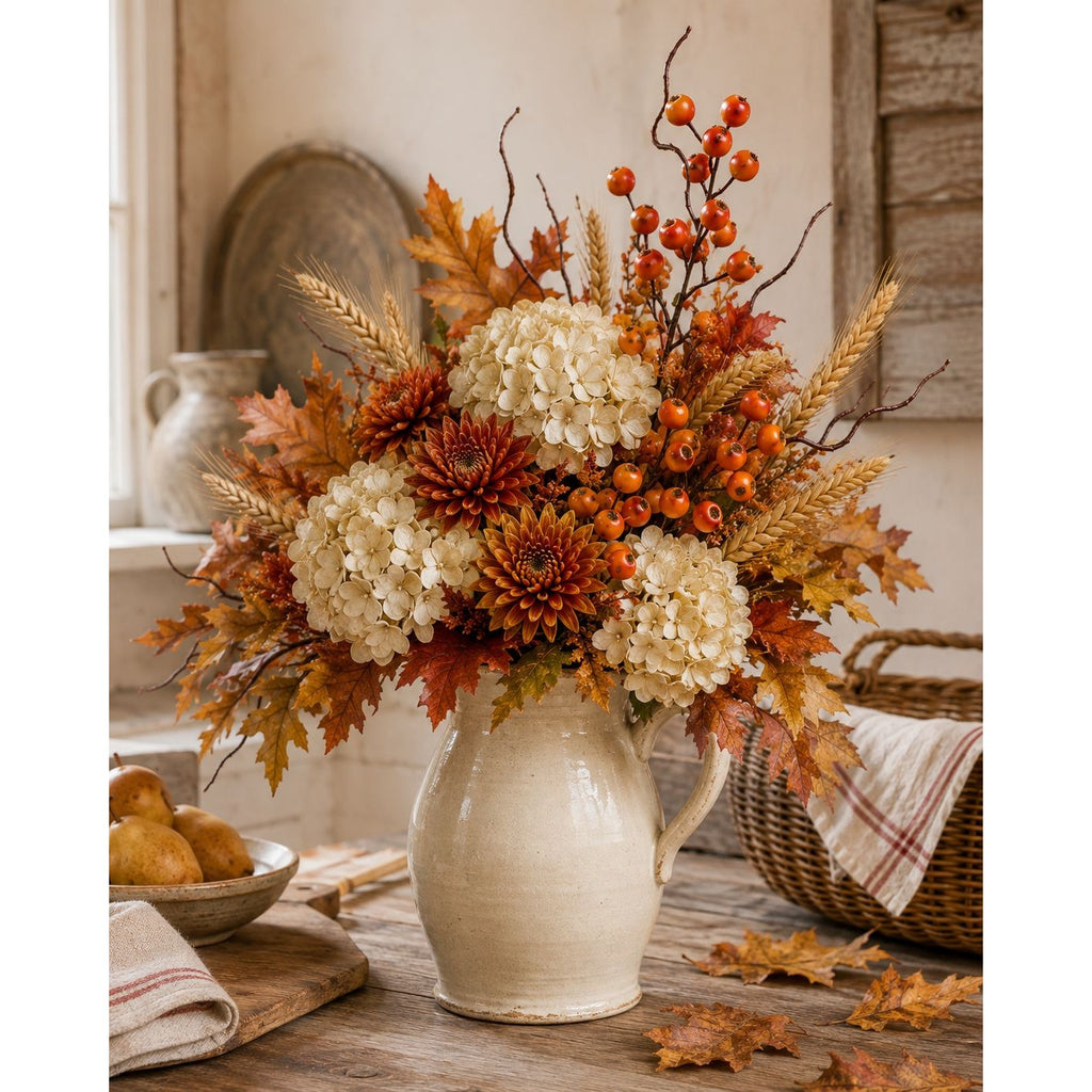 Artificial Orange Rose Hip Berry Stem, 1 Stem, 23 Inch Orange Wired Branch, Fall Wreath Floral Pick, Thanksgiving Farmhouse Decor