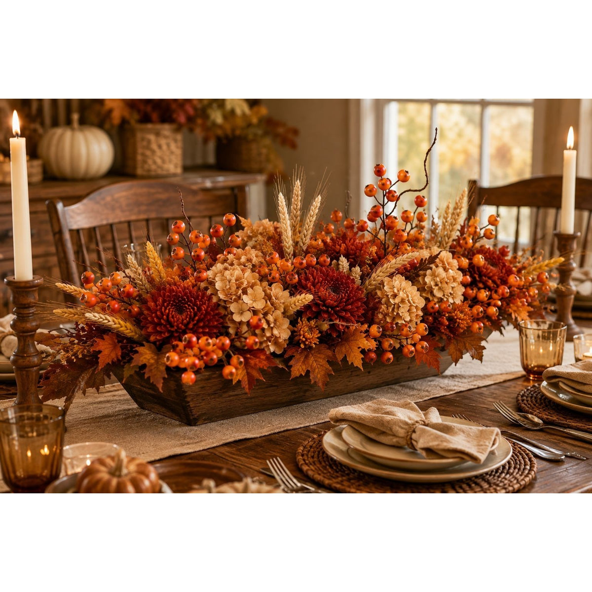 Artificial Orange Rose Hip Berry Stem, 1 Stem, 23 Inch Orange Wired Branch, Fall Wreath Floral Pick, Thanksgiving Farmhouse Decor