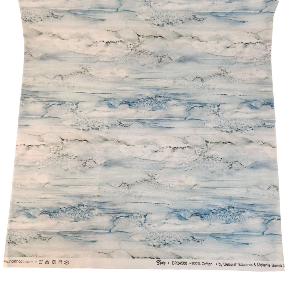 Northcott Soar DP24588 Blue Watercolor Cotton Quilting Fabric, 1⅛ Yds x 44 In