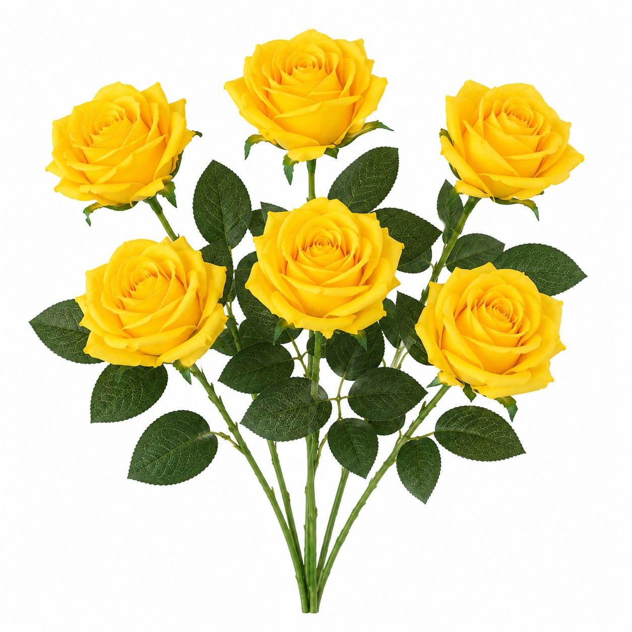 Set of 6 Artificial Yellow Rose Stems 20 Inch Faux Roses Farmhouse Decor Cottage Garden Flowers Fall Floral Arrangement Wedding Centerpiece