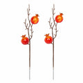 Artificial Pomegranate Stem Set Faux Fruit Branch Fall Decor Rustic Floral Pick Thanksgiving Arrangement