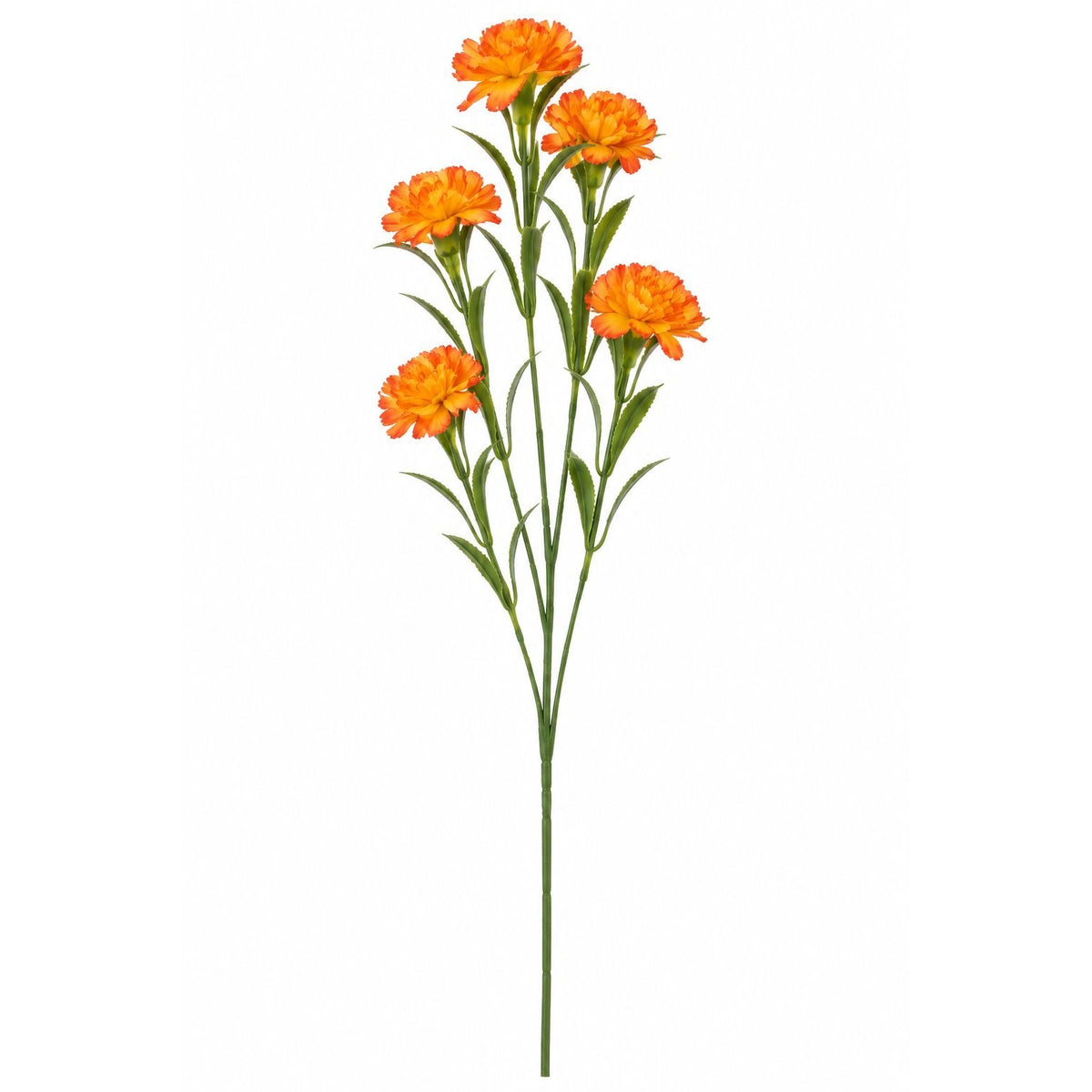 Artificial Orange Yellow Mini Carnation Stem, 28 Inch, 5 Blooms