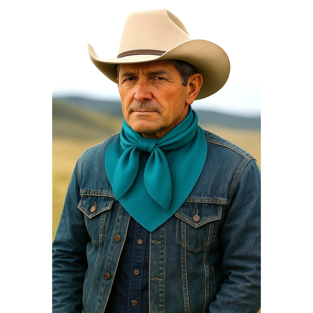 Turquoise Wild Rag Scarf 23x23" Satin Western Accessory Cowgirl or Cowboy