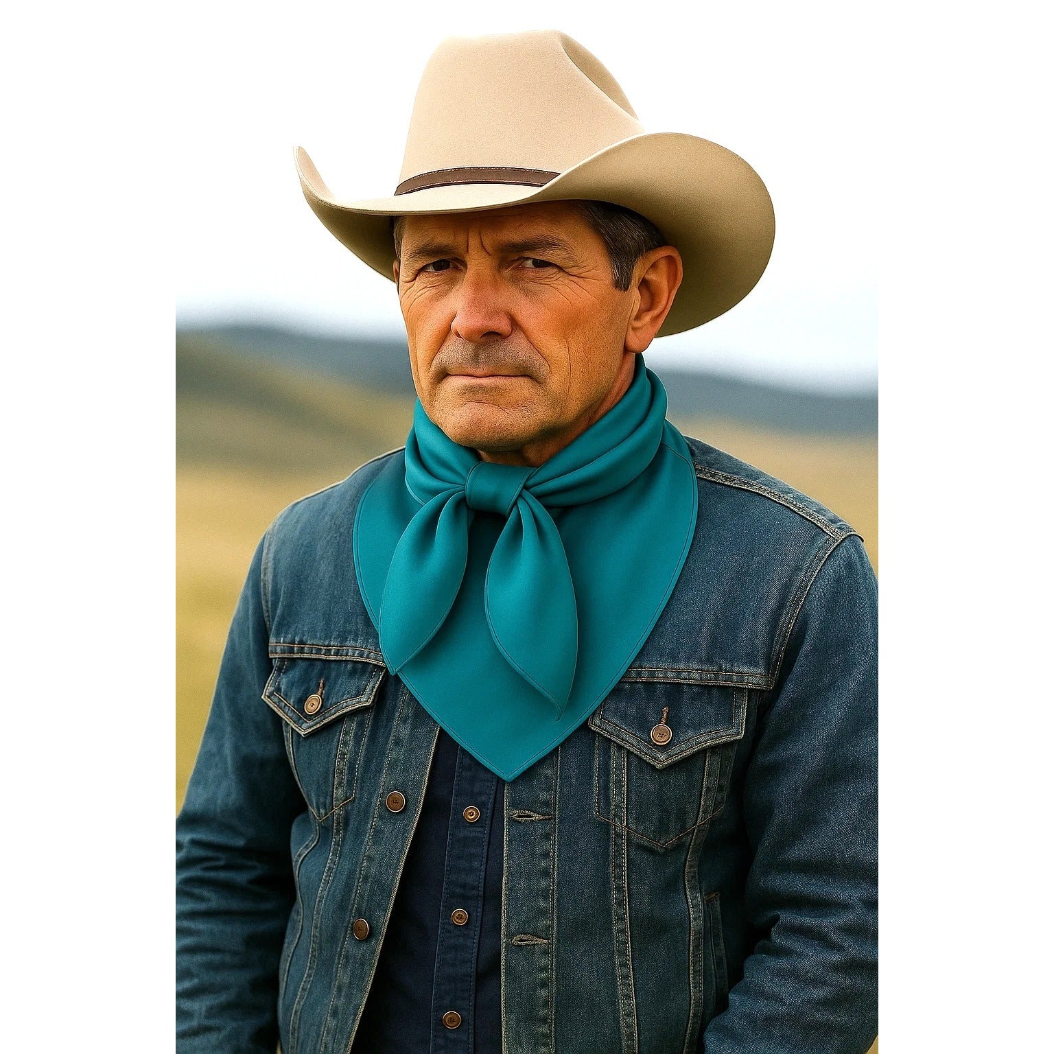 Turquoise Wild Rag Scarf 23x23" Satin Western Accessory Cowgirl or Cowboy