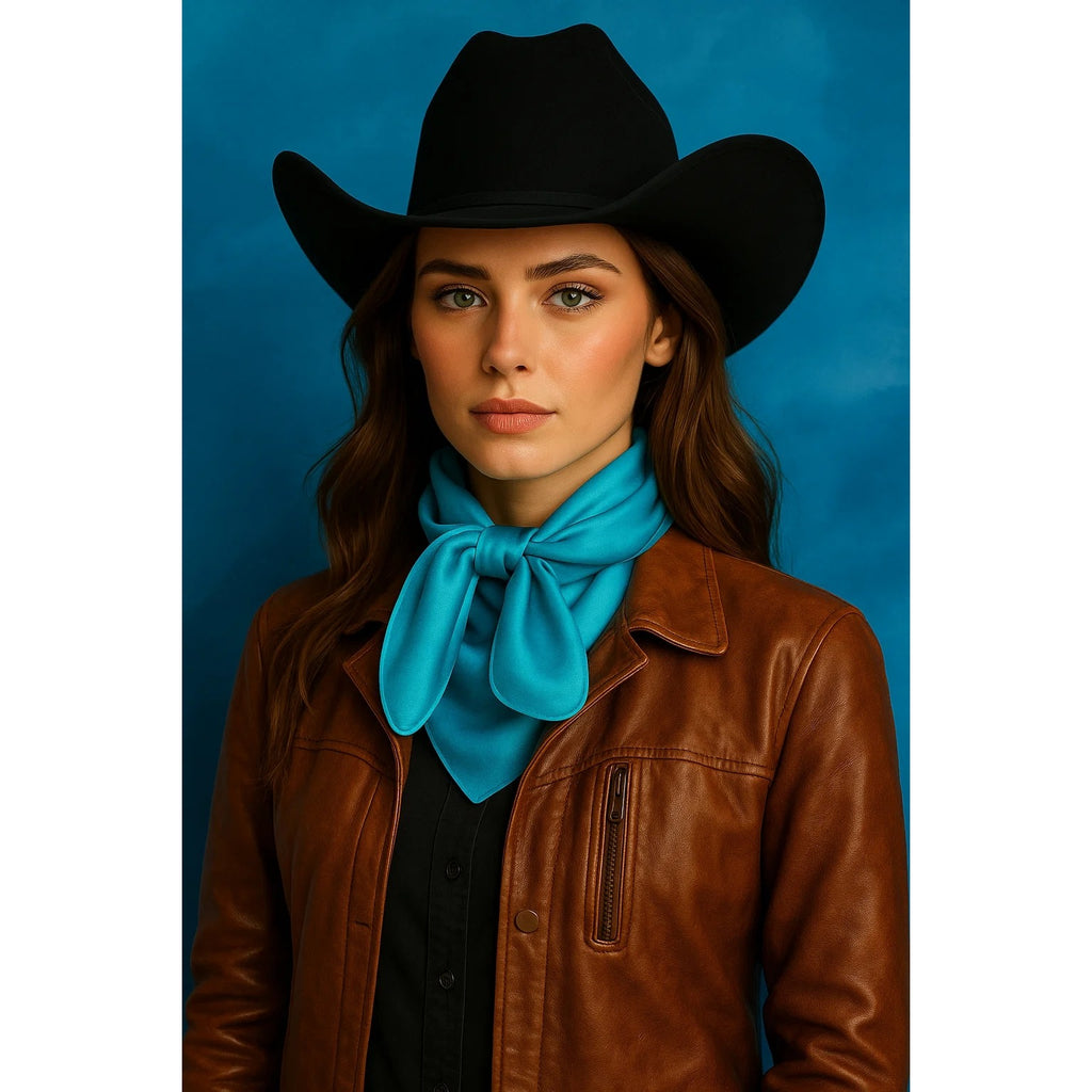 Turquoise Wild Rag Scarf 23x23" Satin Western Accessory Cowgirl or Cowboy