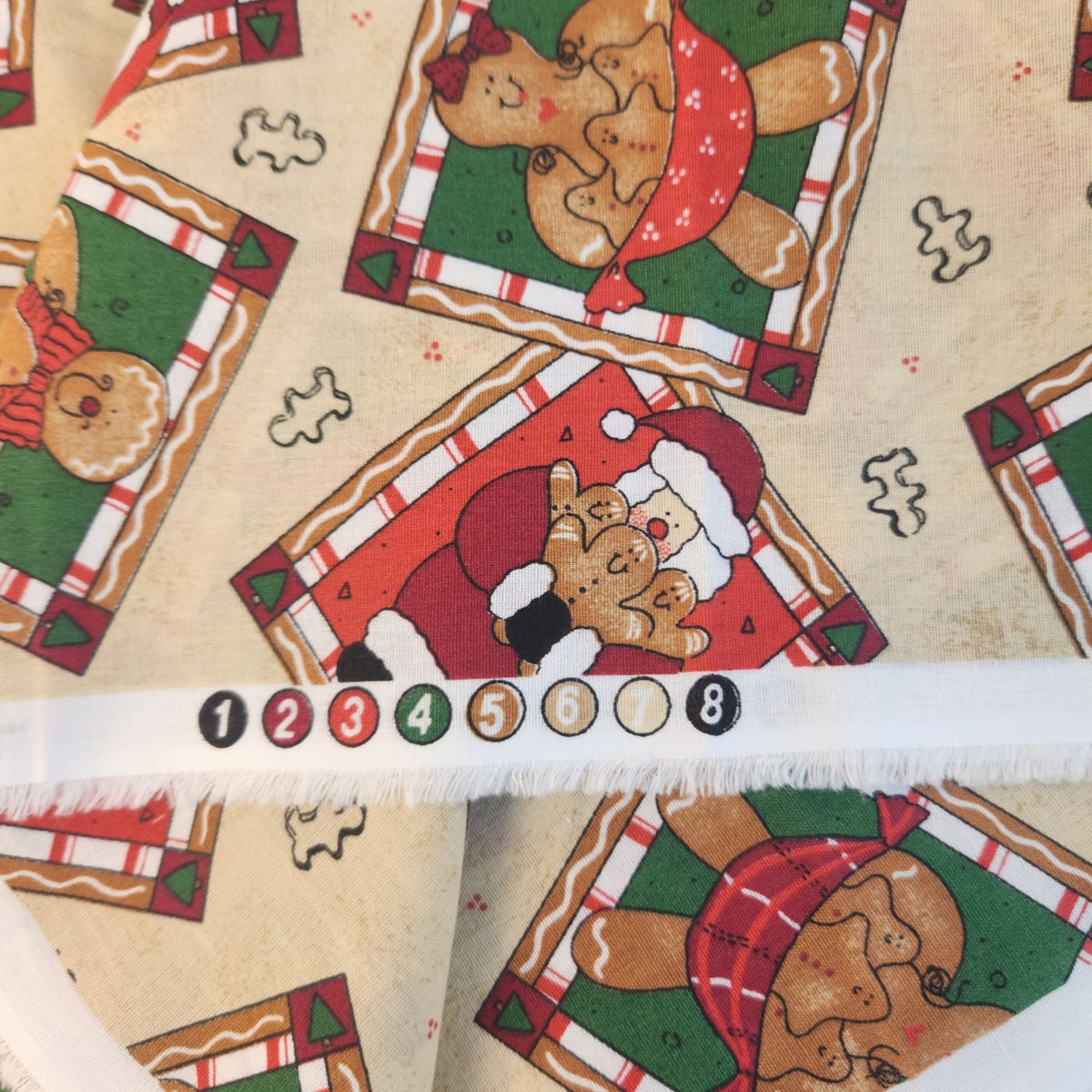 Christmas Cotton Fabric Bundle, Gingerbread Santa & Red Plaid, 4 Yards