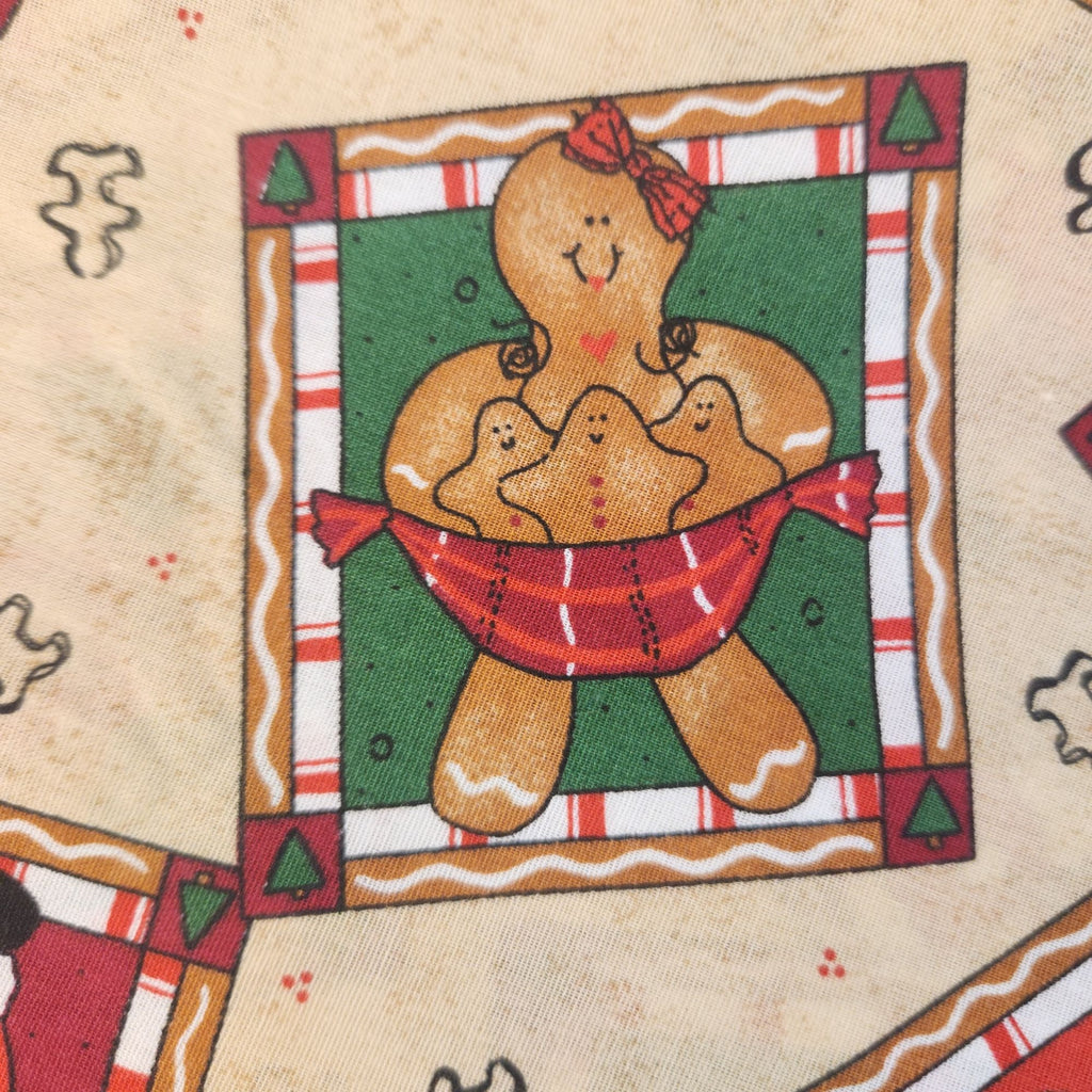 Christmas Cotton Fabric Bundle, Gingerbread Santa & Red Plaid, 4 Yards