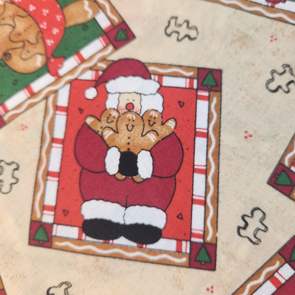 Christmas Cotton Fabric Bundle, Gingerbread Santa & Red Plaid, 4 Yards