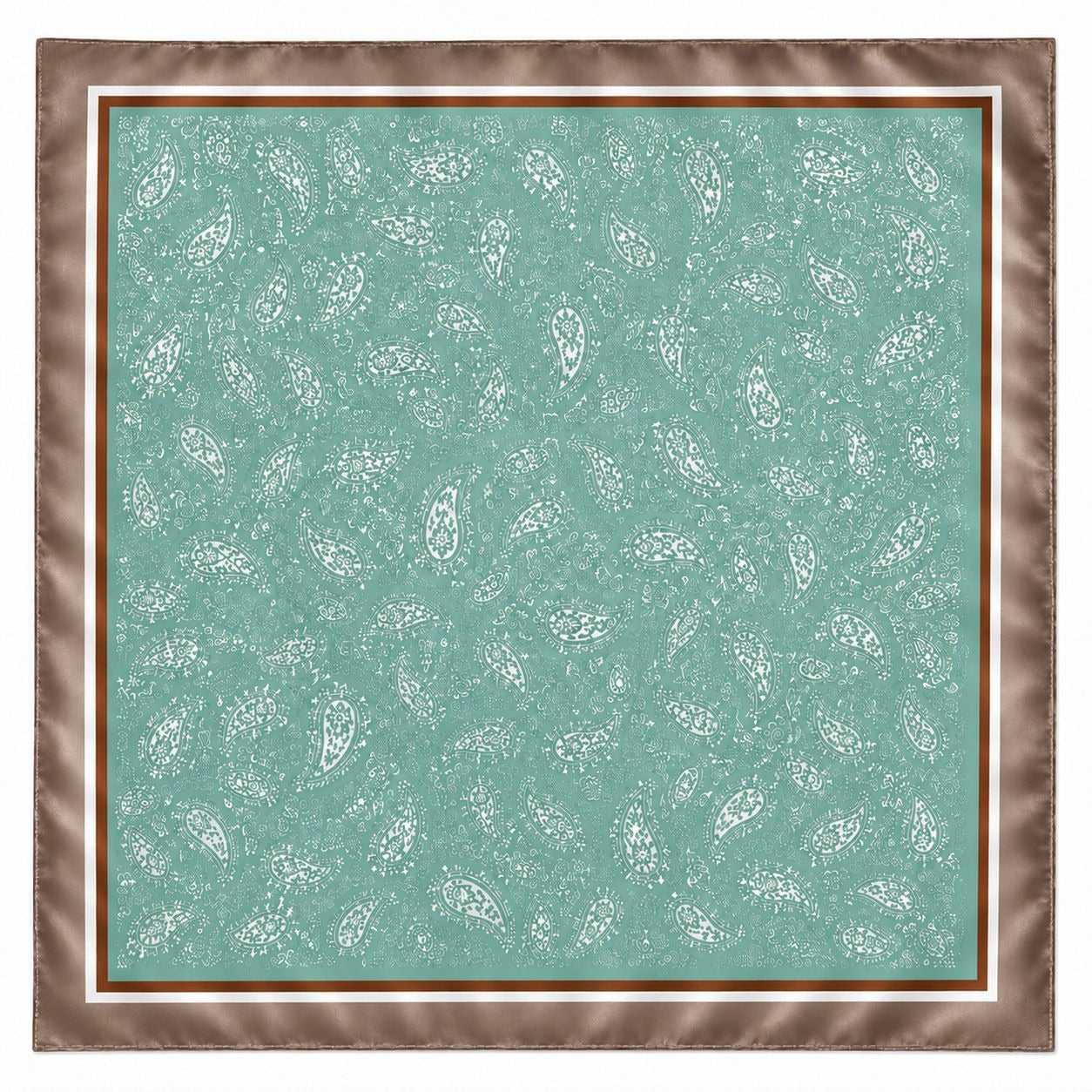 Aqua Teal Paisley Scarf 35x35 Satin Square Wild Rag Head Hair Scarf Western