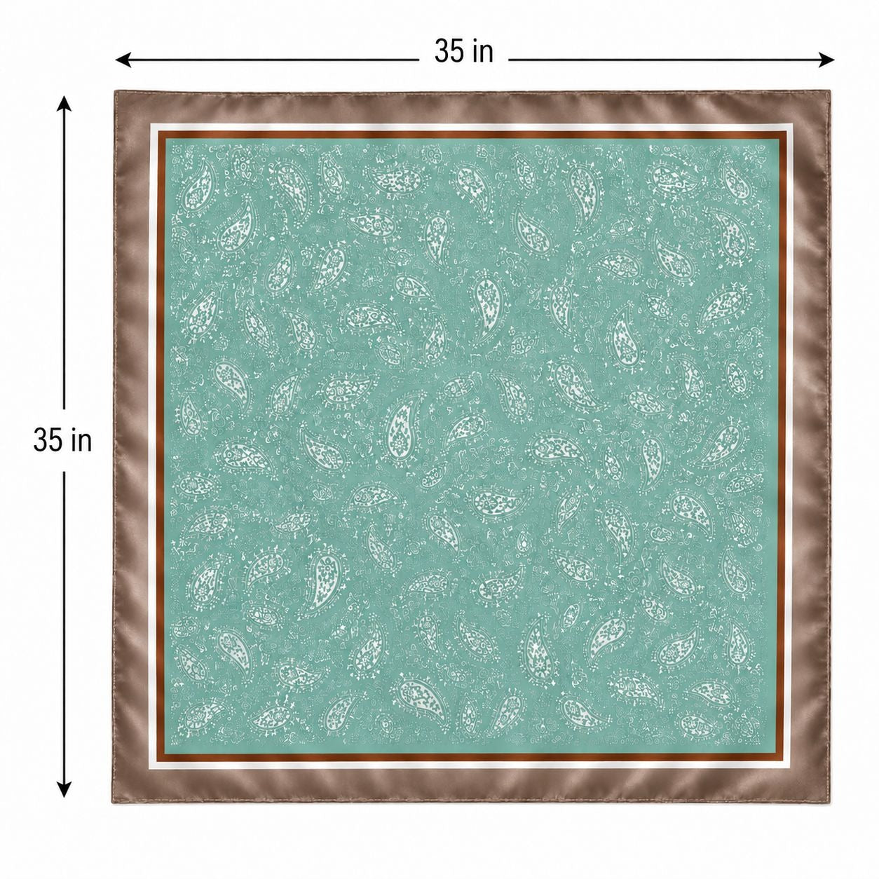 Aqua Teal Paisley Scarf 35x35 Satin Square Wild Rag Head Hair Scarf Western