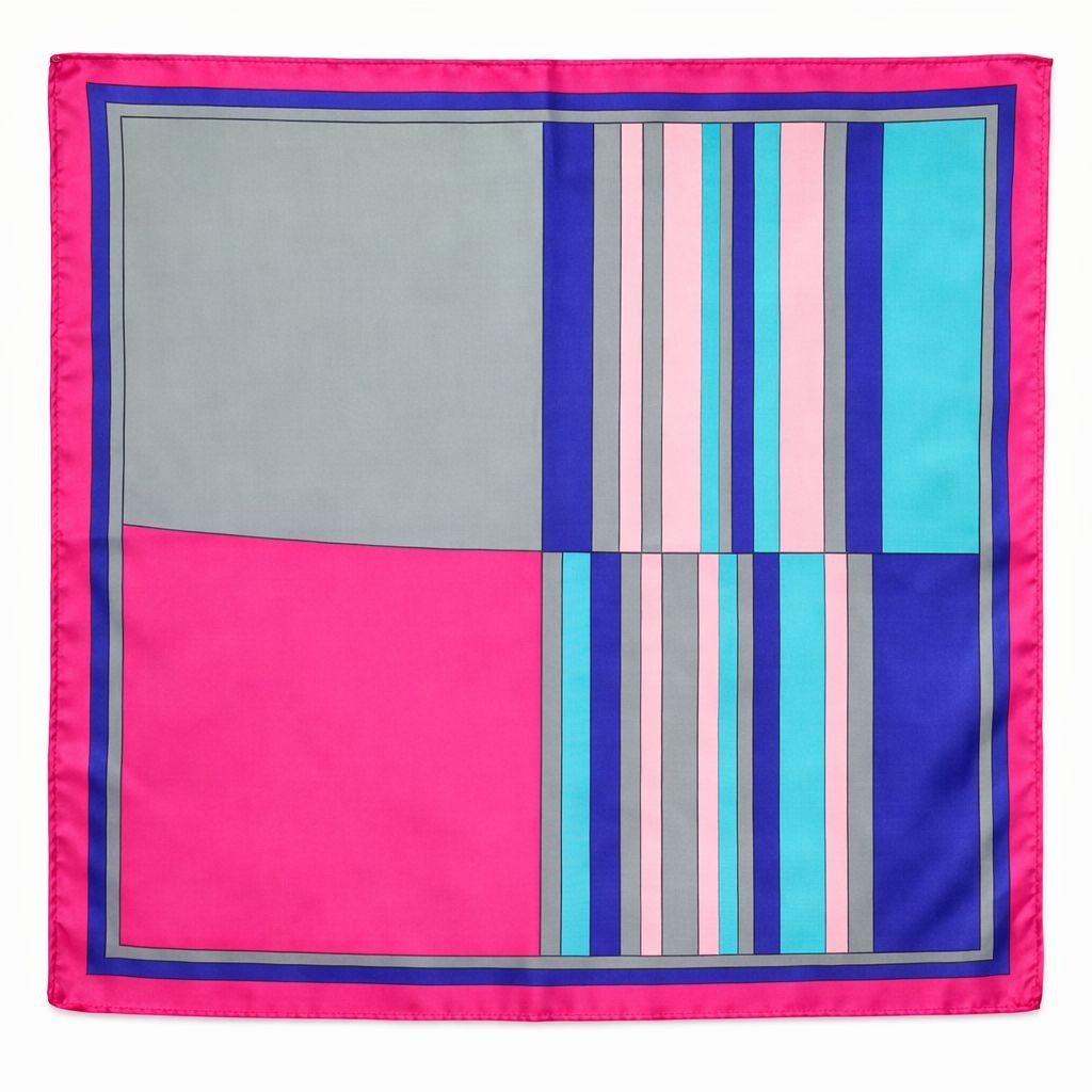 Pink Stripe Satin Scarf 20x20 Women's Hair Tie Neck Wrist Wrap