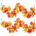 2 Artificial Maple Leaf Garlands, 4.5 Ft Each, Fall Thanksgiving Table Decor