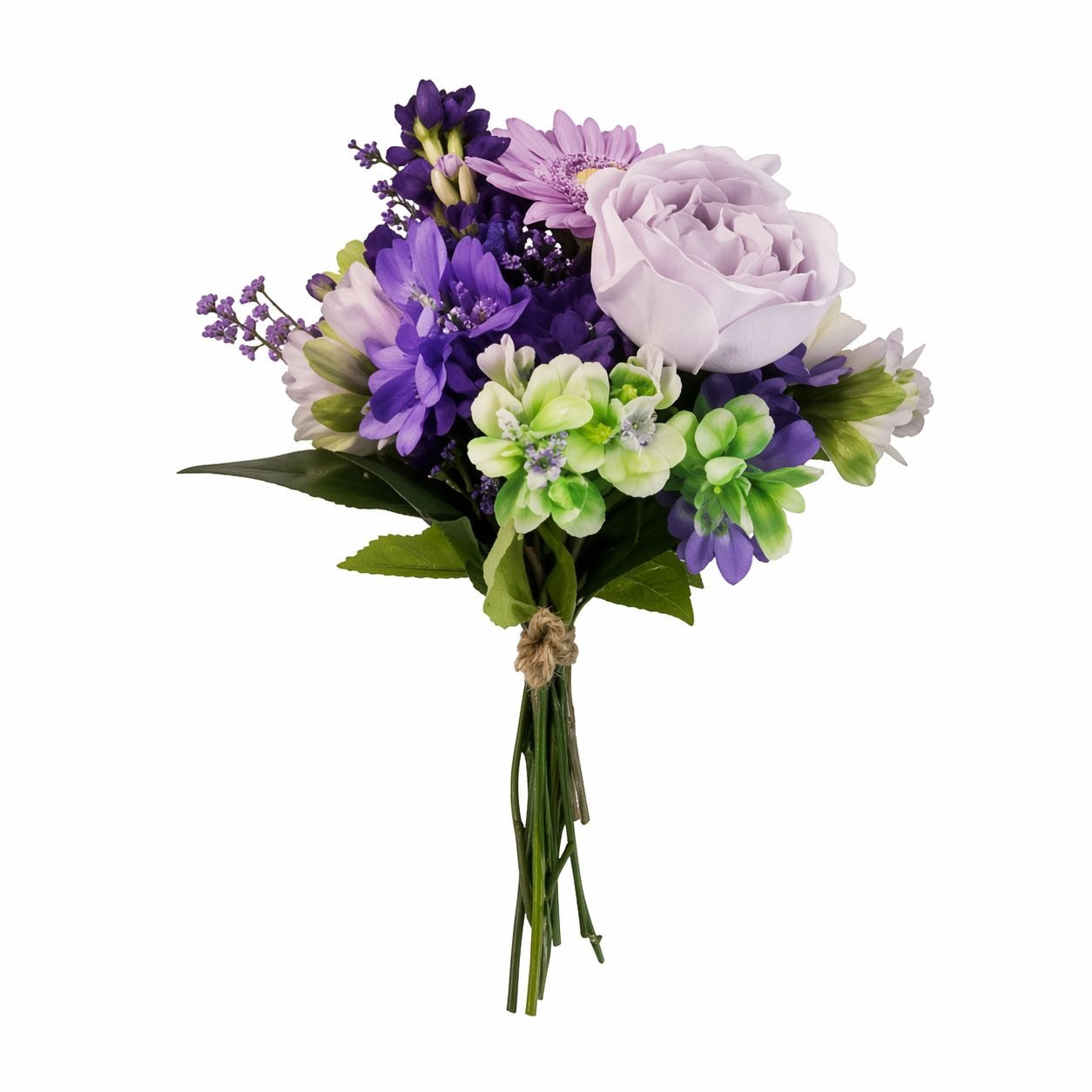 Lavender Purple Artificial Bouquet Real Touch Roses Gerbera Daisy Wedding Bouquet Home Decor Centerpiece