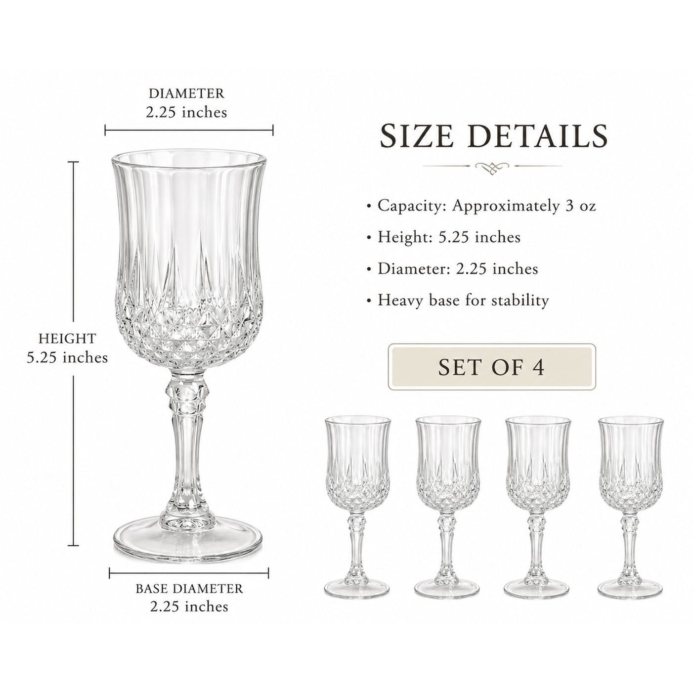 Cristal D'Arques Longchamp Cordial Glasses Set of 4 Vintage French Crystal Stemware 1970s Barware