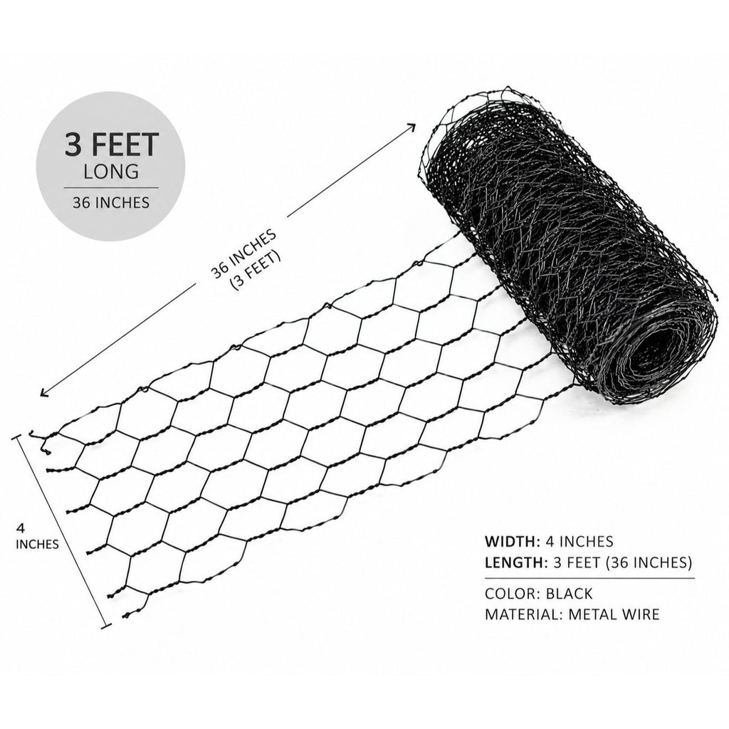 Black Chicken Wire Ribbon 4 Inch Floral Mesh Ribbon Farmhouse Wreath Supply Flower Arranging Wire Rustic Craft Mesh Garden Decor 1 Yard