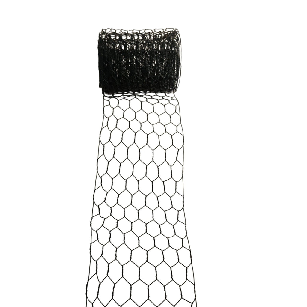 Black Chicken Wire Ribbon 4 Inch Floral Mesh Ribbon Farmhouse Wreath Supply Flower Arranging Wire Rustic Craft Mesh Garden Decor 1 Yard