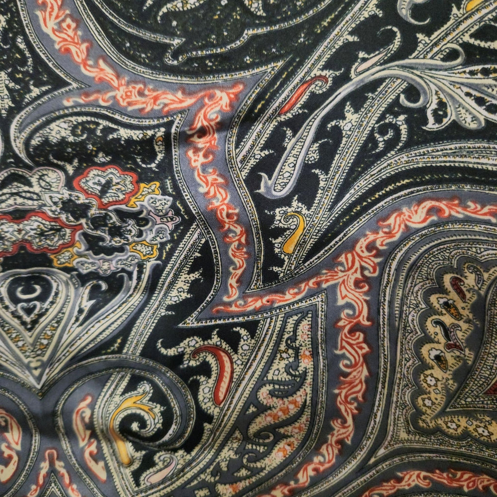 Black Multicolor Paisley Satin Polyester Scarf 72x32 Long Wrap Shawl Stole