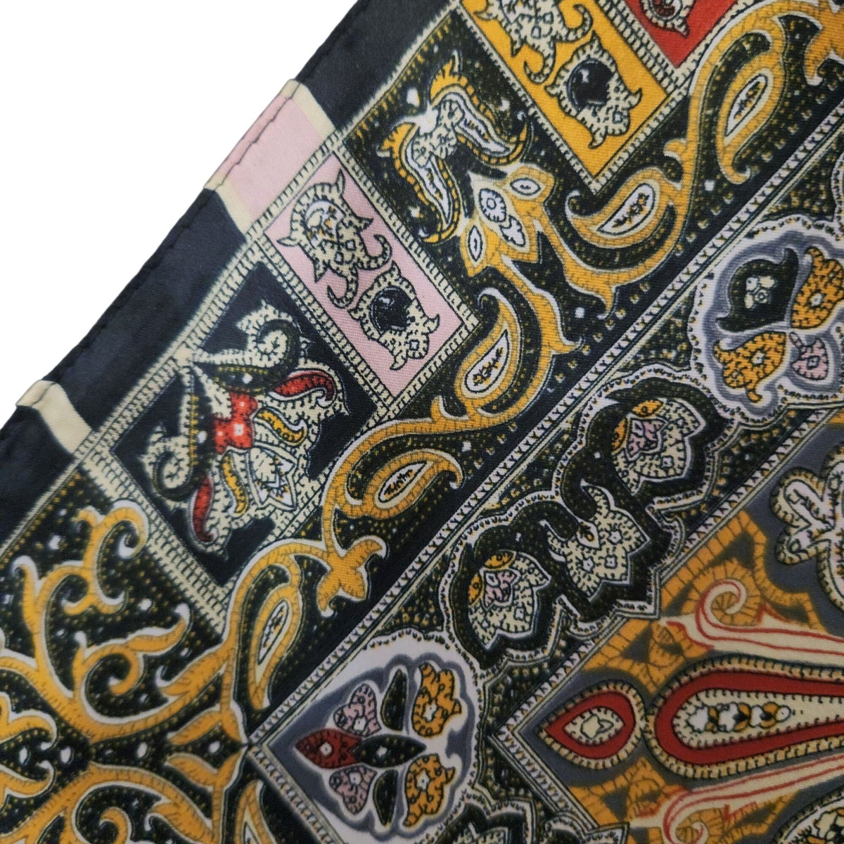 Black Multicolor Paisley Satin Polyester Scarf 72x32 Long Wrap Shawl Stole