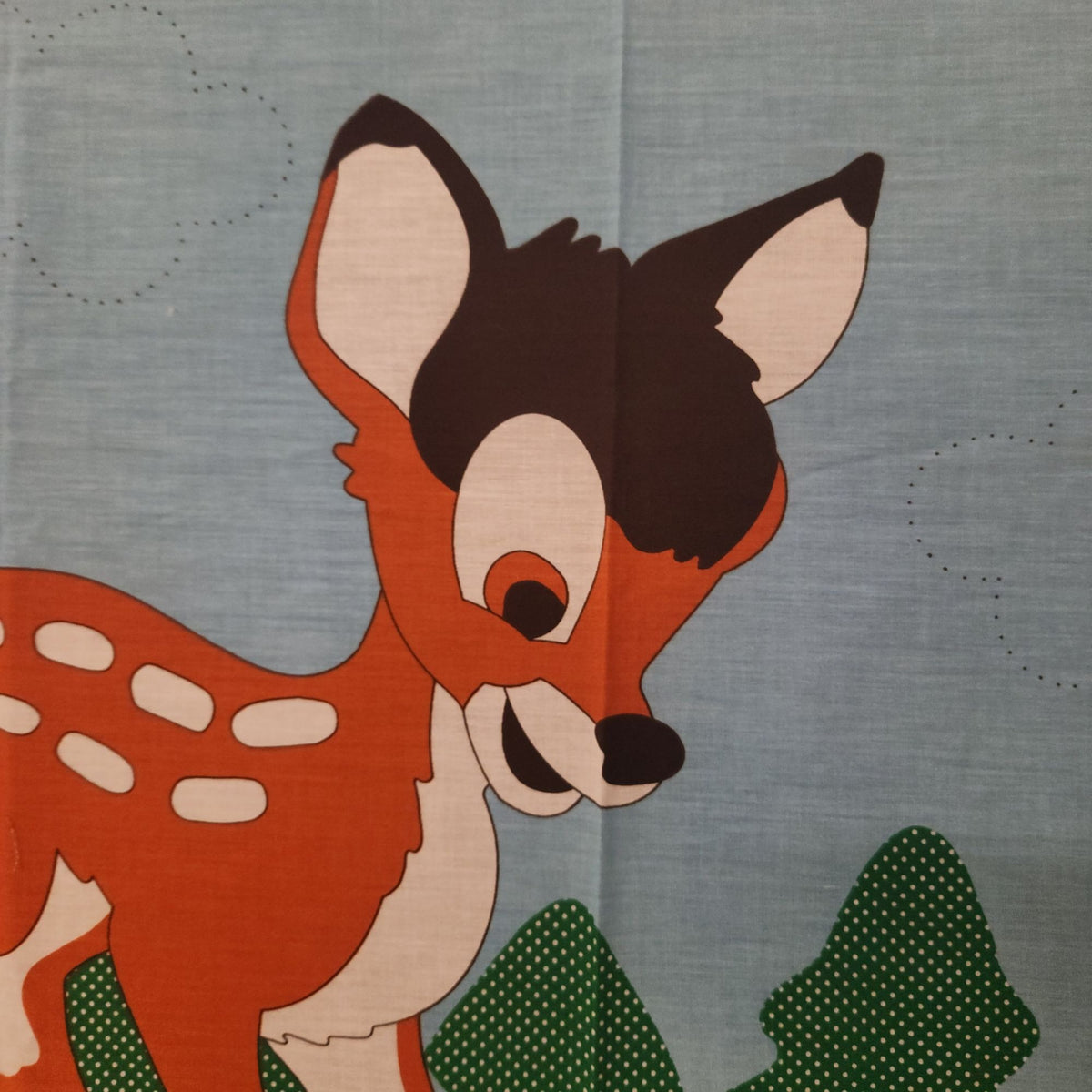 Vintage 1970s Paragon Disney Bambi Quilt Fabric Panel 35 x 44 Inches Only