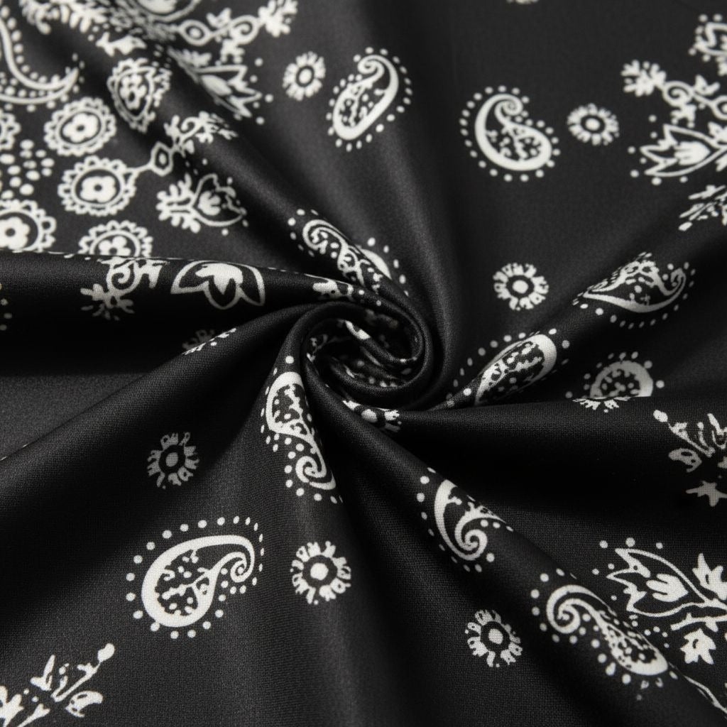 Womens Black Paisley Square Scarf Wild Rag Neck Head Wrap Bag Accessory Boho Western 35x35