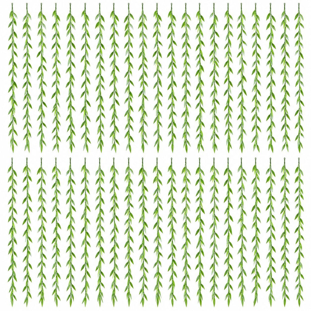 Artificial Willow Vine Strands, Set of 40, 32-Inch Bright Green Faux Vines